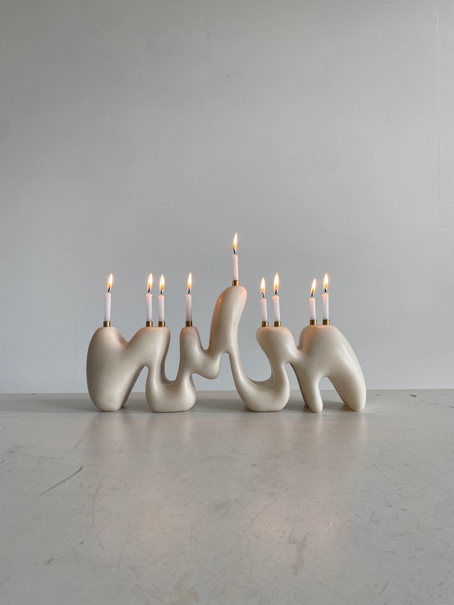 Menorah Sculpture II by Hannah Polskin - Marble Stone Composite Candle Holders