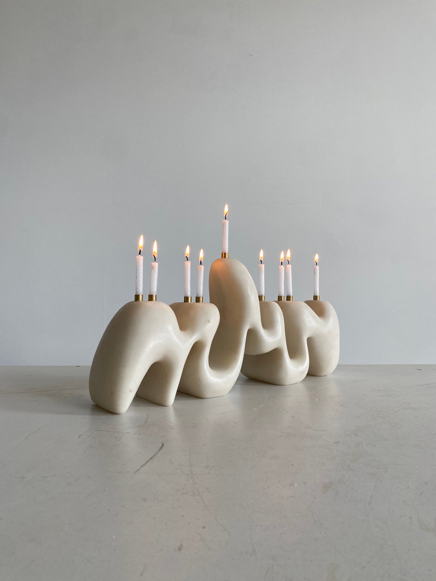 Menorah Sculpture II by Hannah Polskin - Marble Stone Composite Candle Holders