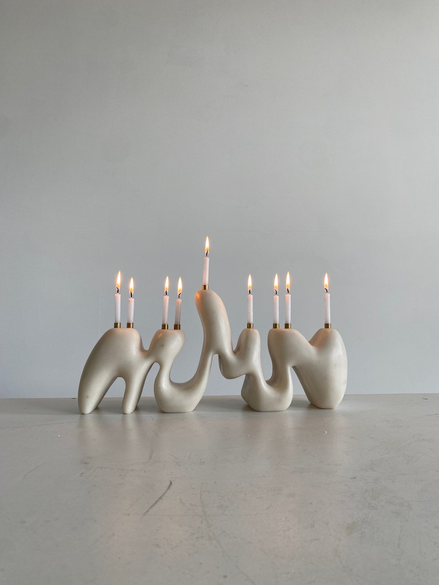 Menorah Sculpture II by Hannah Polskin - Marble Stone Composite Candle Holders