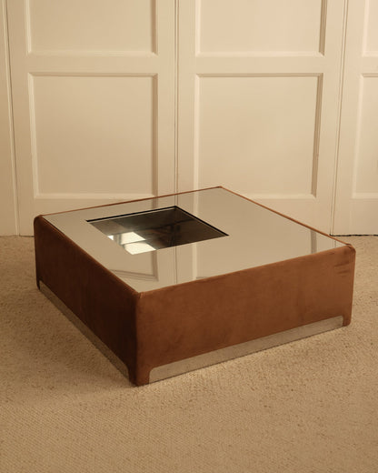 Metal & Velvet Coffee Table - Italy 1970s Coffee Tables