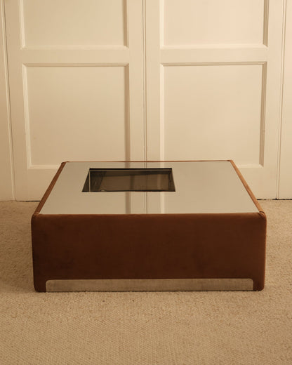 Metal & Velvet Coffee Table - Italy 1970s Coffee Tables