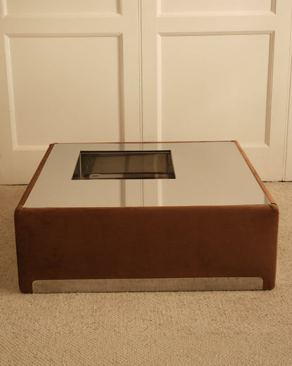Metal & Velvet Coffee Table - Italy 1970s Coffee Tables