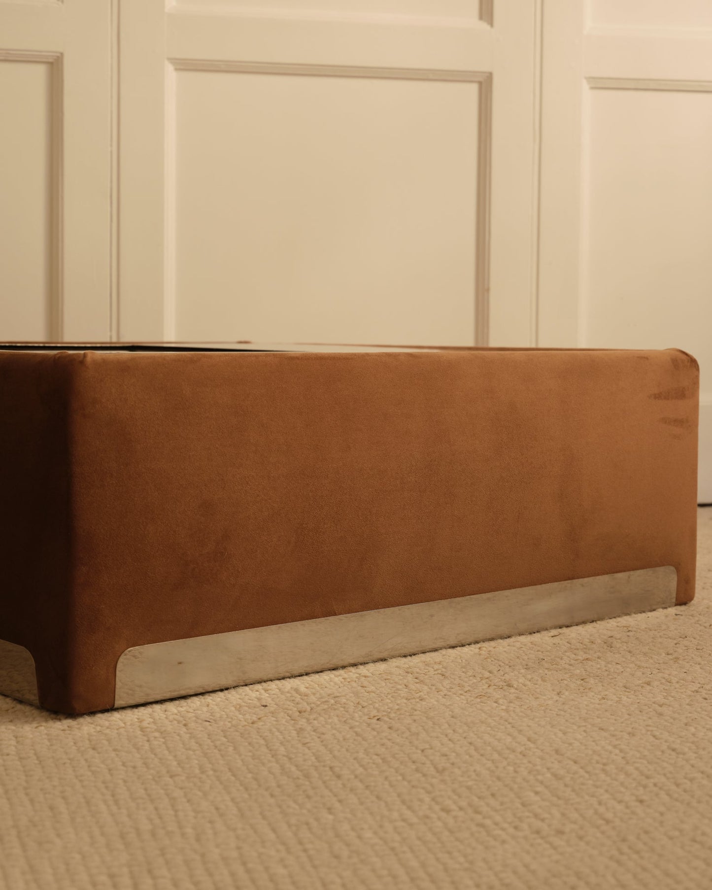 Metal & Velvet Coffee Table - Italy 1970s Coffee Tables
