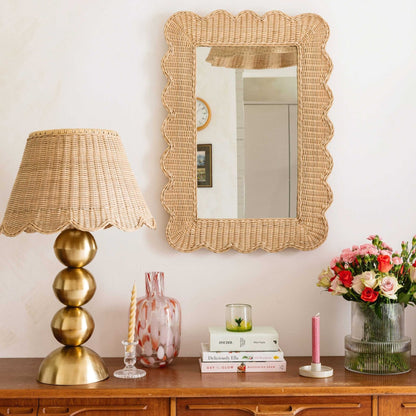 Mimi Rattan Scalloped Mirror, Large Natural Mirrors