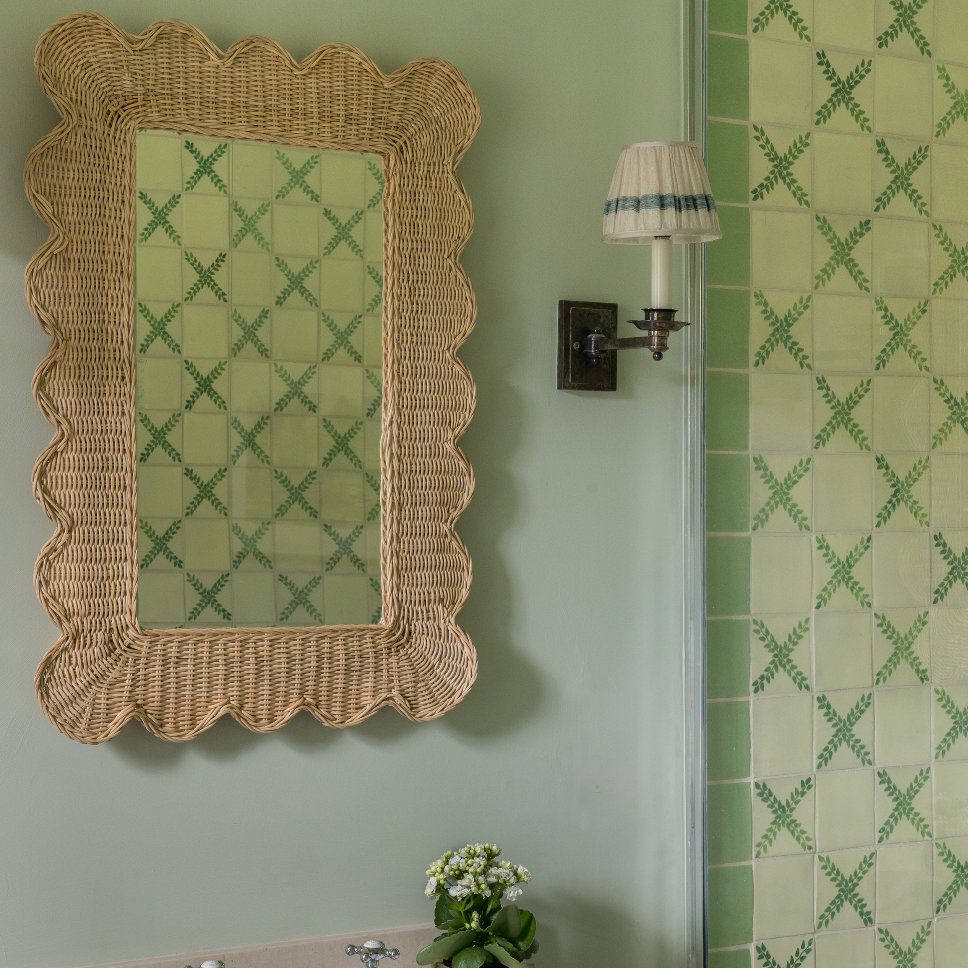 Mimi Rattan Scalloped Mirror, Large Natural Mirrors