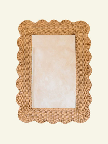 Mimi Rattan Scalloped Mirror, Large Natural Mirrors
