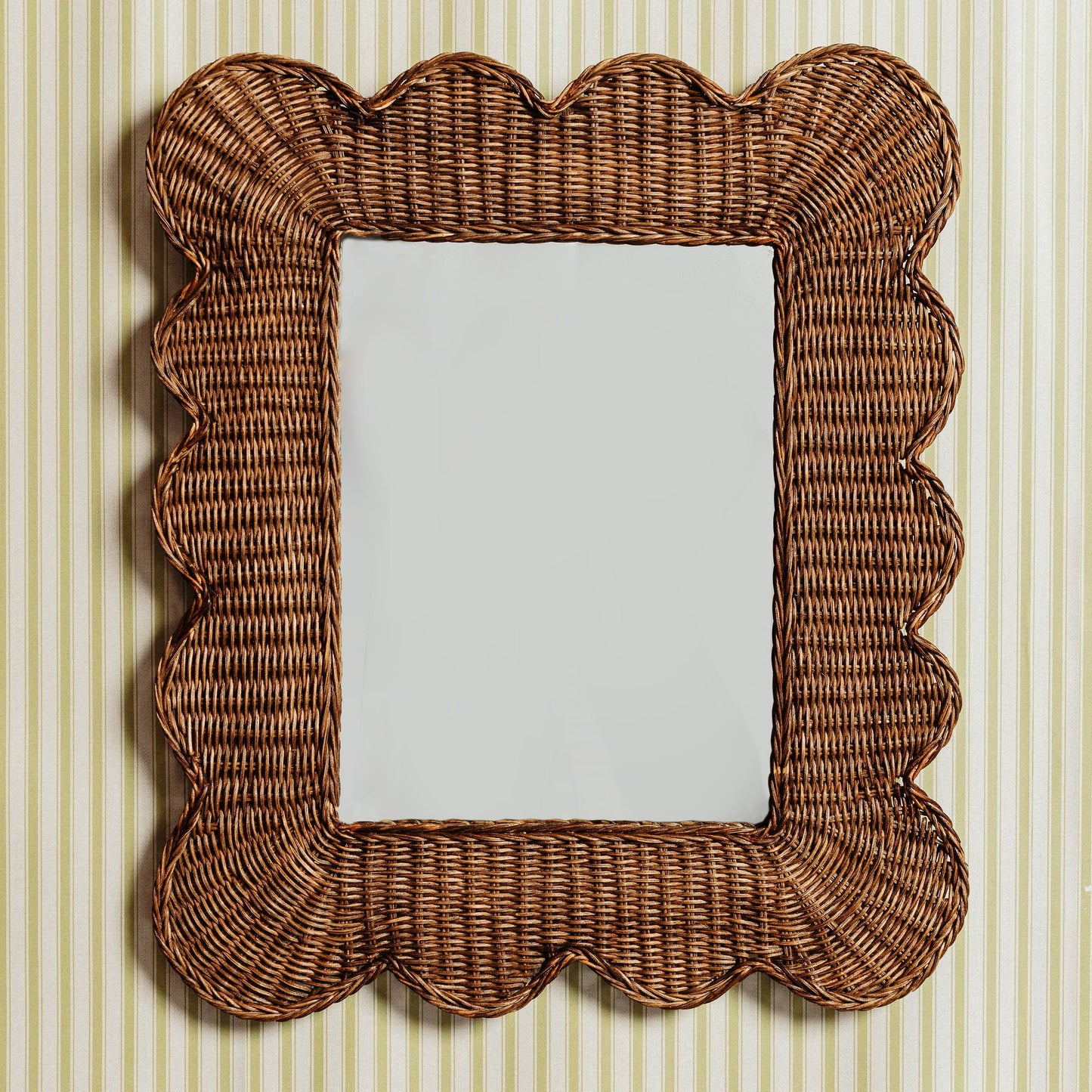 Mimi Rattan Scalloped Mirror, Medium Teak Mirrors