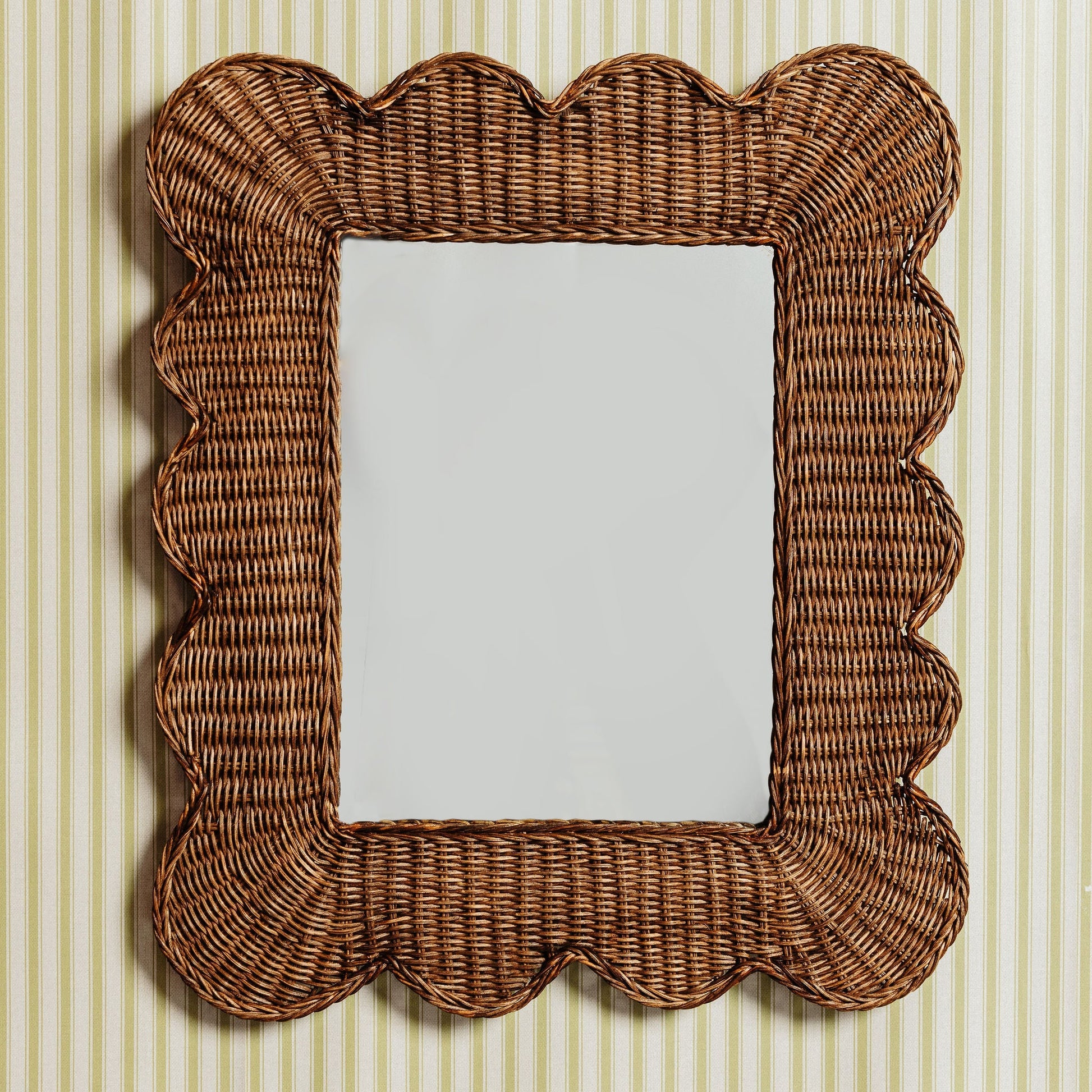 Mimi Rattan Scalloped Mirror, Medium Teak Mirrors