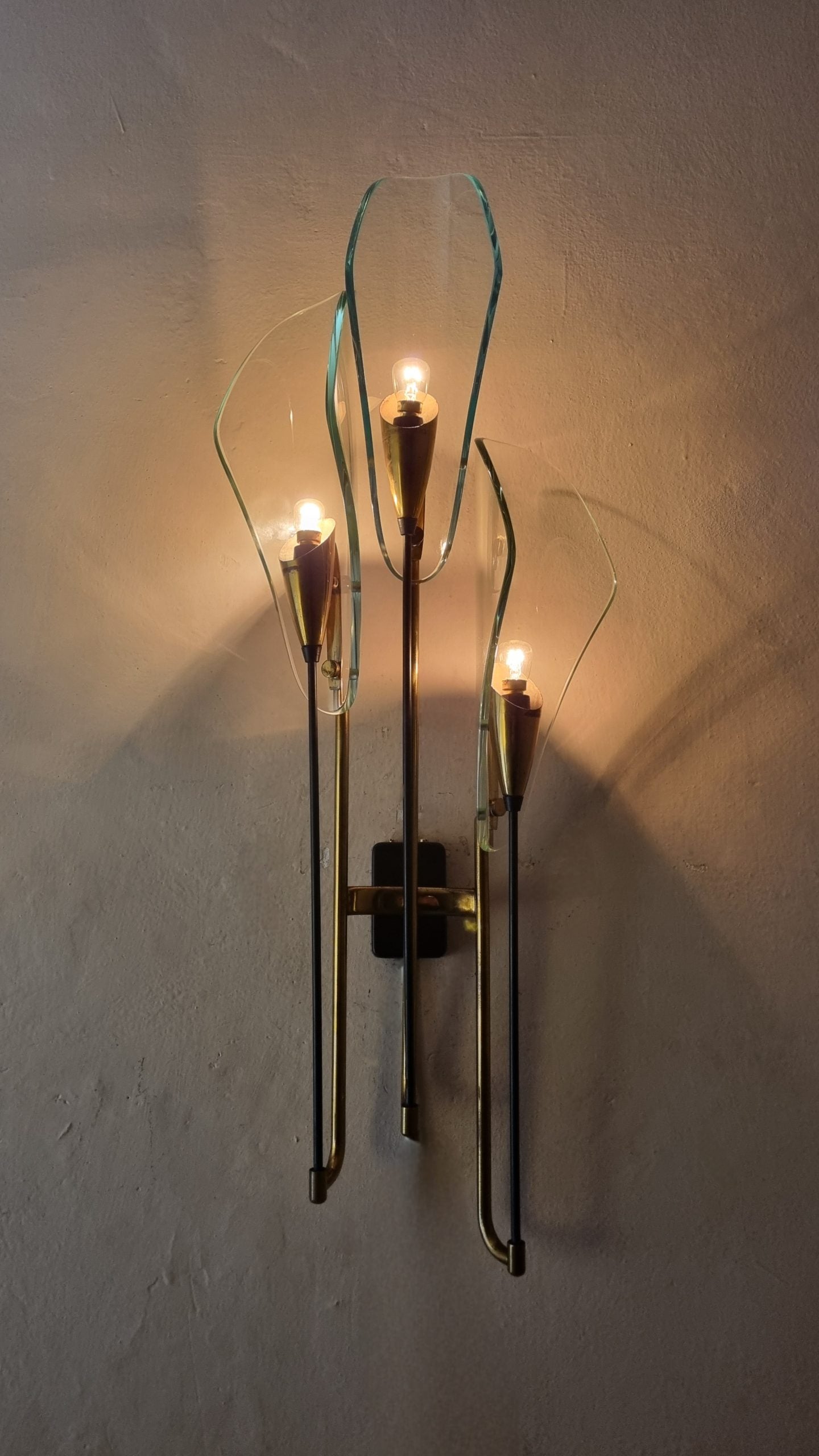 Mod. 1204 Rare Wall Sconce Designed by Luigi Molin for Molinindustria Mestre, 1950s Sconces