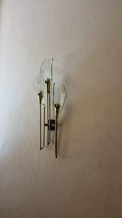 Mod. 1204 Rare Wall Sconce Designed by Luigi Molin for Molinindustria Mestre, 1950s Sconces