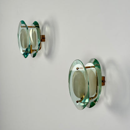 Pair of Model 2093 Wall Lights by Max Ingrand for Fontana Arte, 1960s Sconces