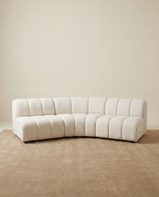 Modular Channel Sofa in Belgian Boucle
