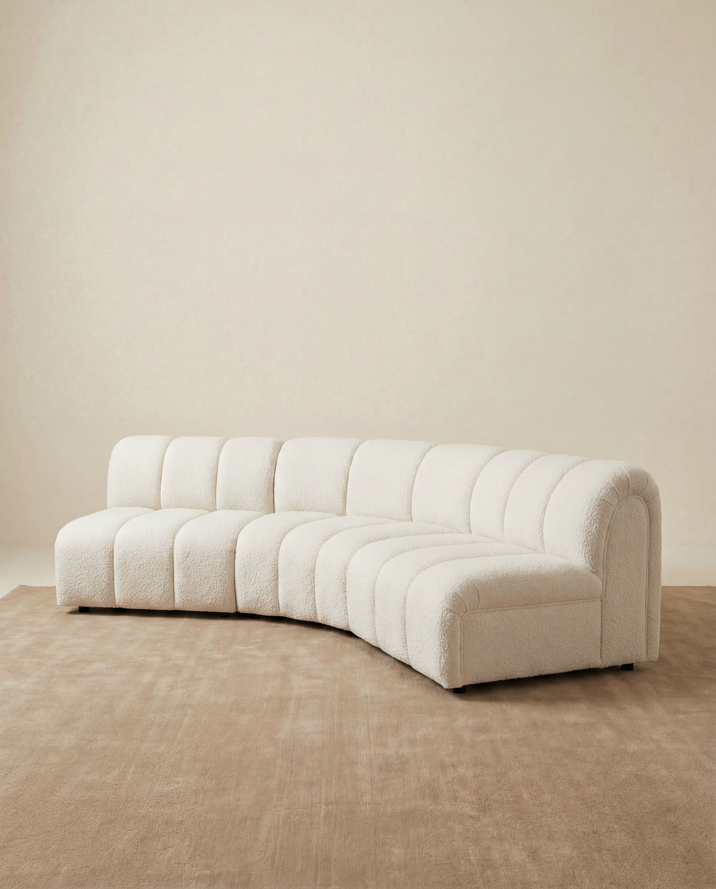 Modular Channel Sofa in Belgian Boucle