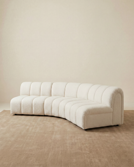 Modular Channel Sofa in Belgian Boucle