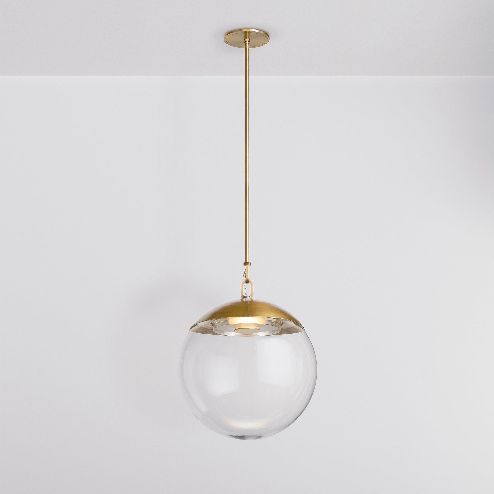 Mono 16 Pendant Light in Aged Brass Clear Glass Pendant Lights