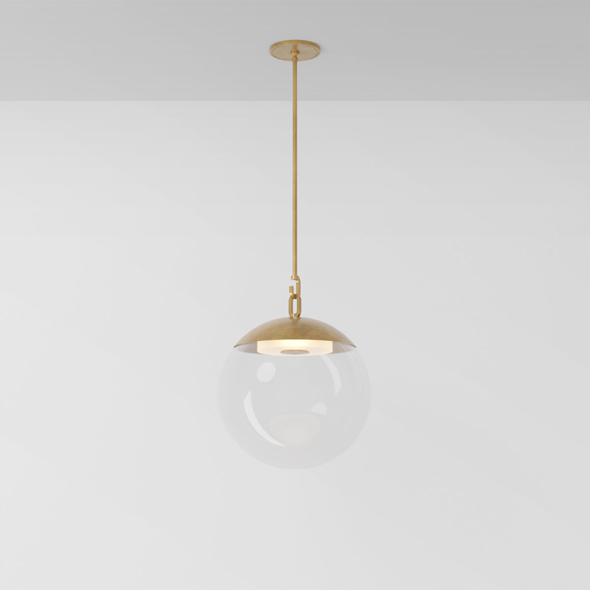 Mono 16 Pendant Light in Aged Brass Clear Glass Pendant Lights