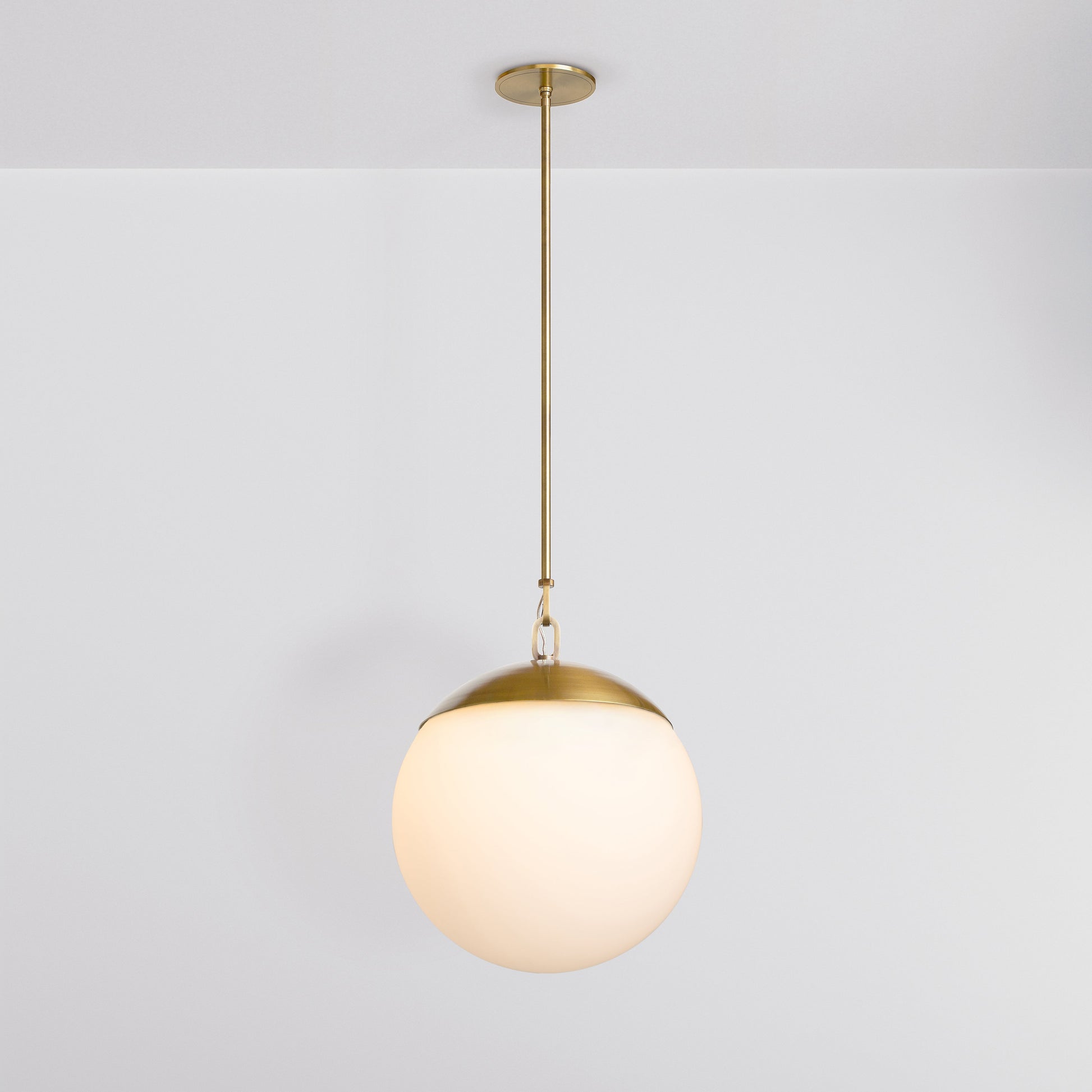 Mono 16 Pendant Light in Aged Brass Opal Glass Pendant Lights