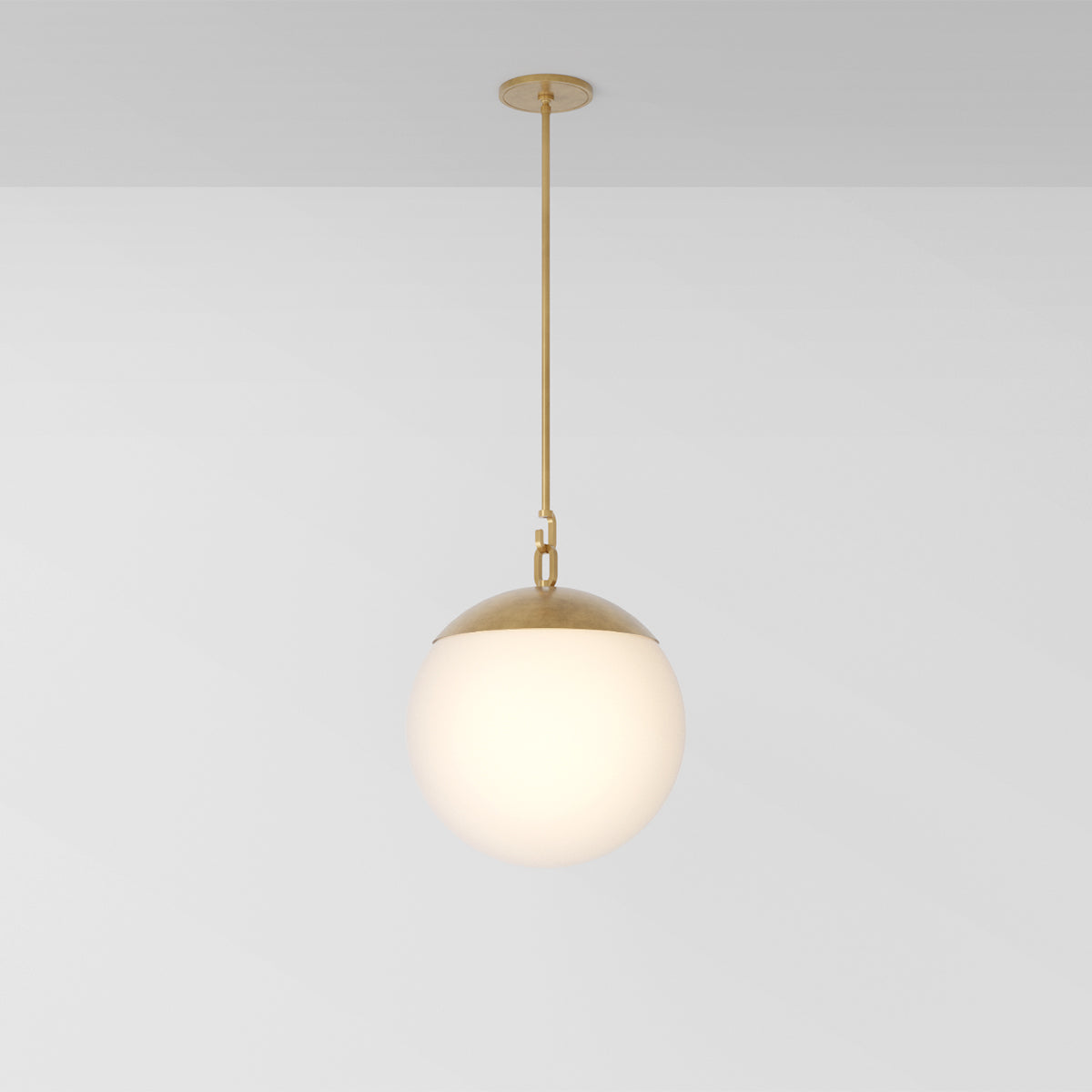 Mono 16 Pendant Light in Aged Brass Opal Glass Pendant Lights