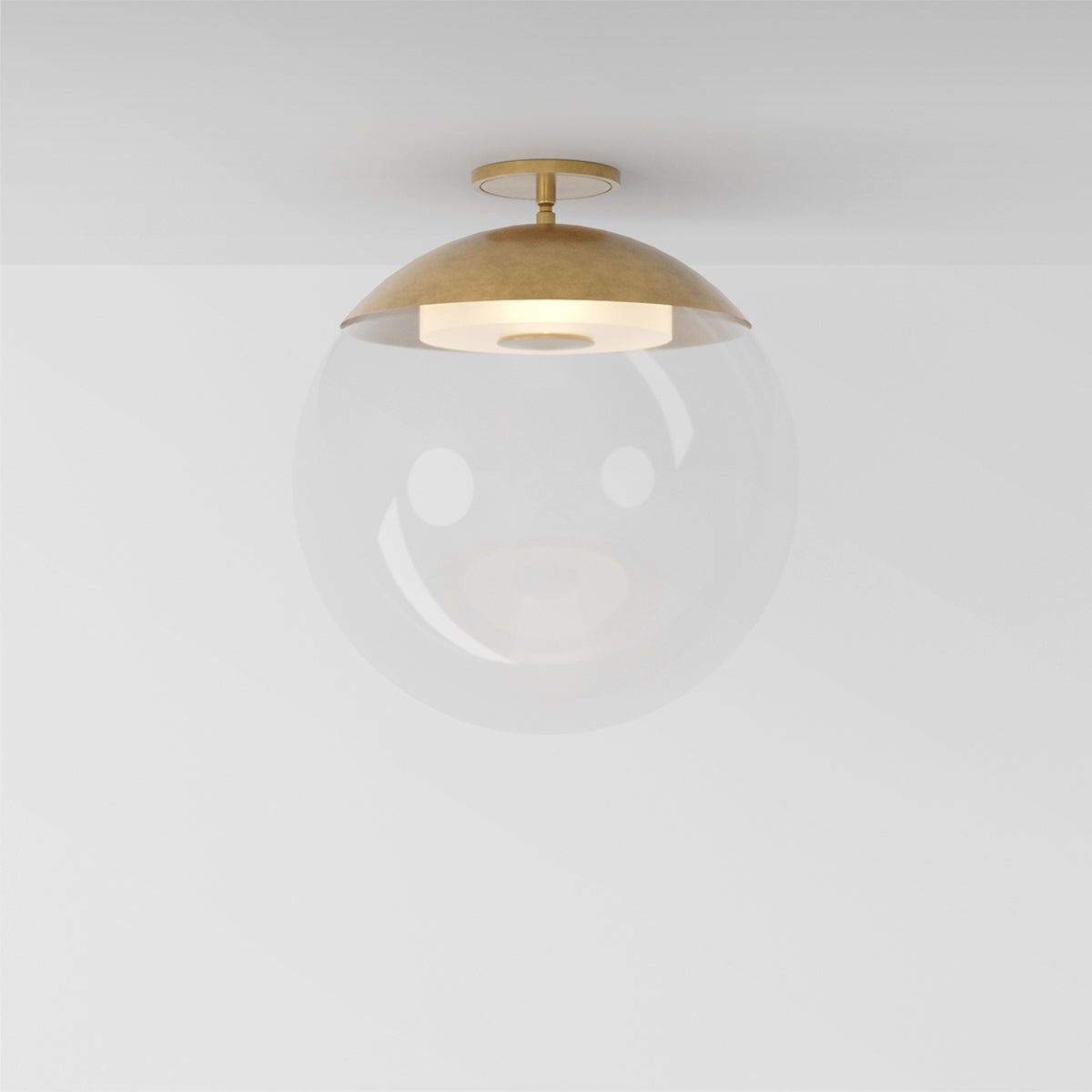 Mono Flush 16 Ceiling Light in Aged Brass Clear Glass Flush Mounts