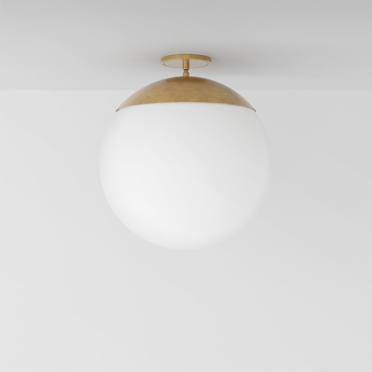 Mono Flush 16 Ceiling Light in Aged Brass Opal Glass Flush Mounts