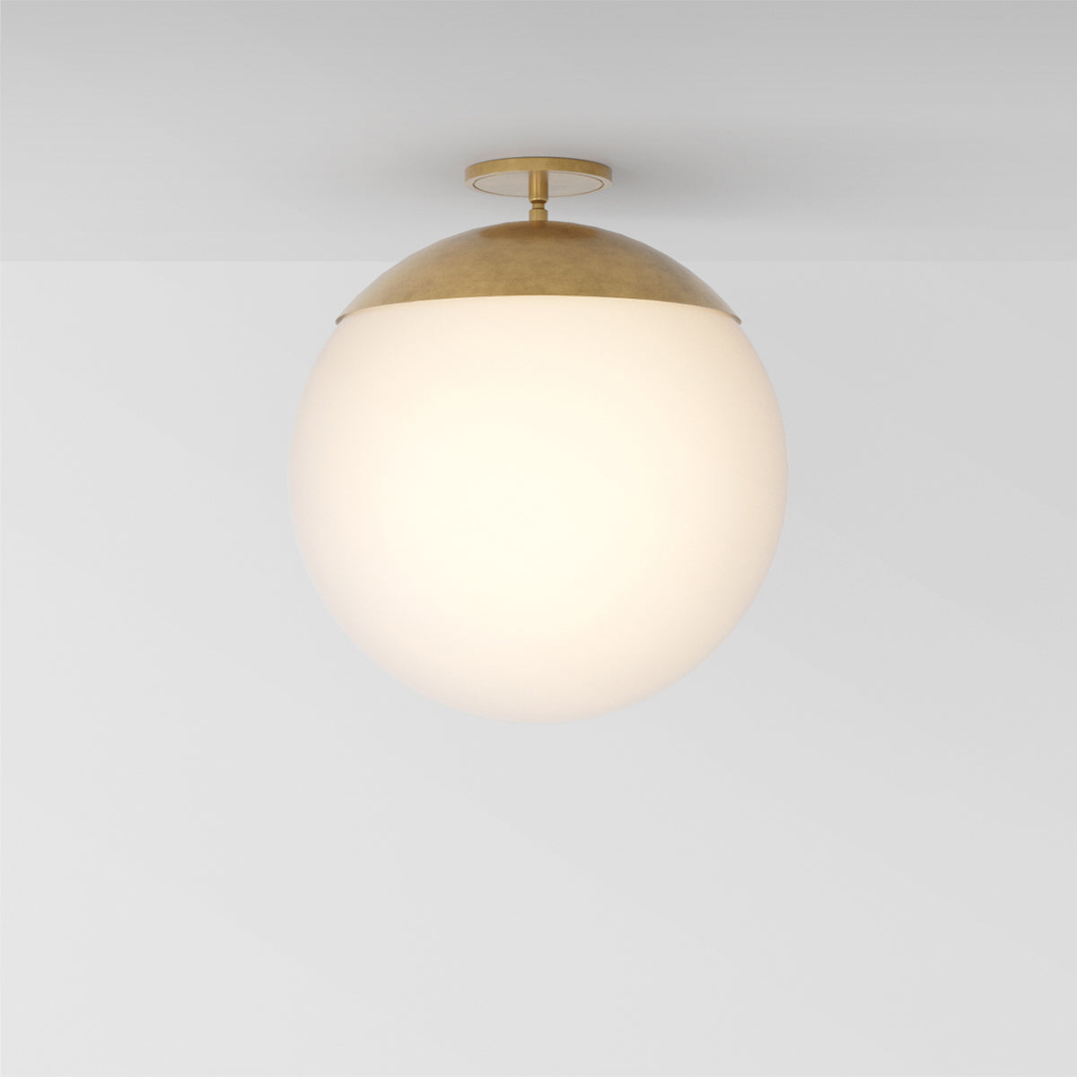 Mono Flush 16 Ceiling Light in Aged Brass Opal Glass Flush Mounts