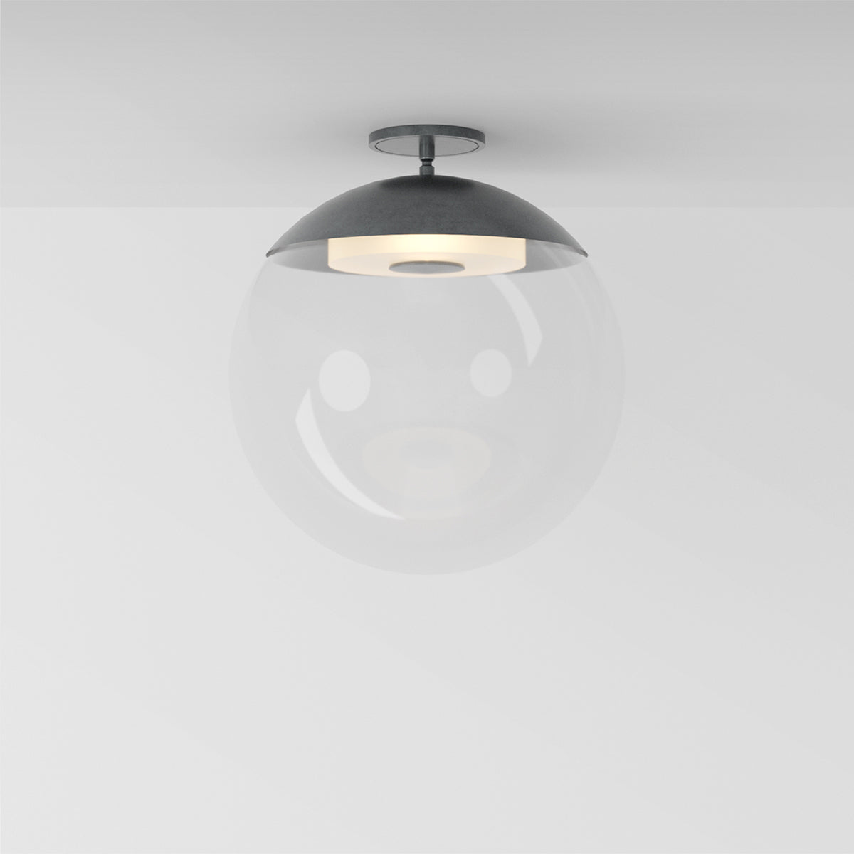 Mono Flush 16 Ceiling Light in Aged Pewter Clear Glass Flush Mounts