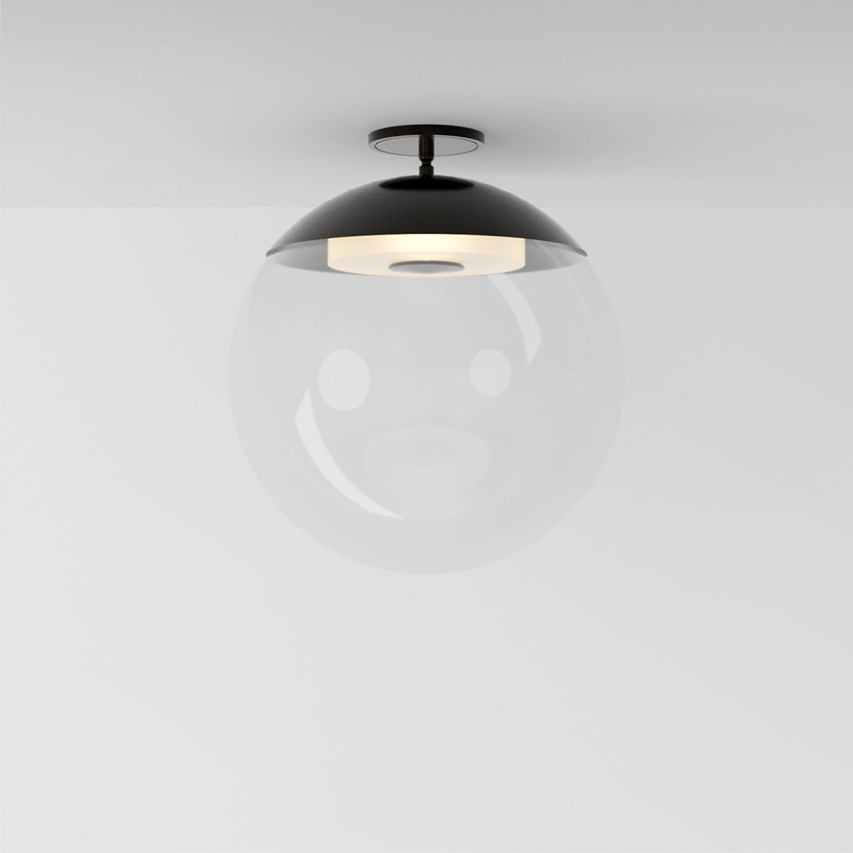 Mono Flush 16 Ceiling Light in Black Brass Clear Glass Flush Mounts