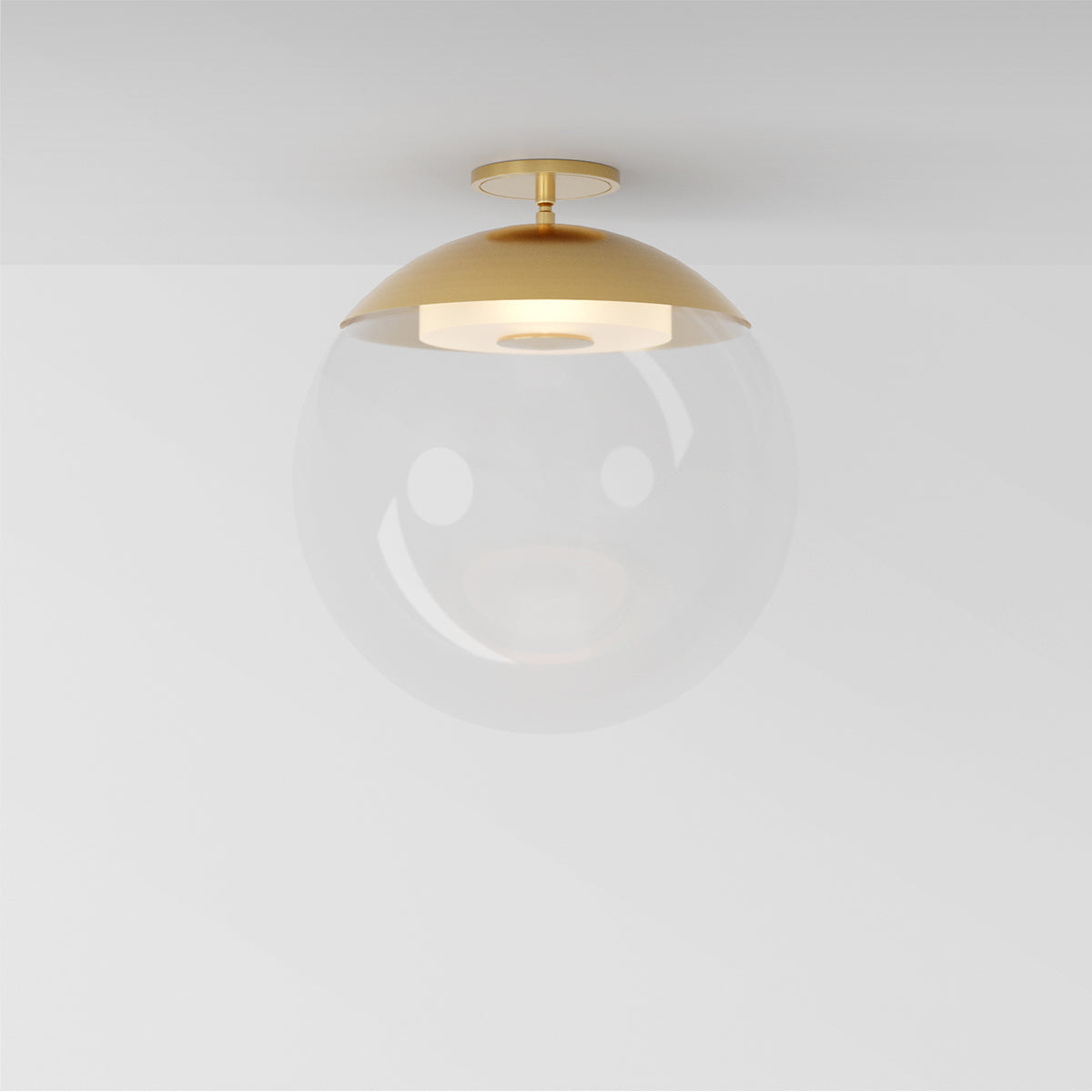 Mono Flush 16 Ceiling Light in Brass Clear Glass Flush Mounts