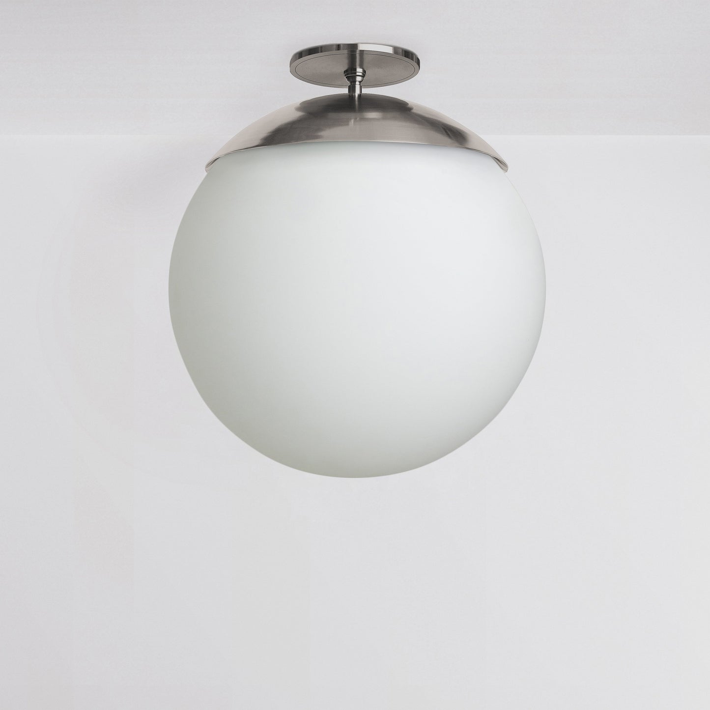 Mono Flush 16 Ceiling Light in Brushed Nickel Opal Glass Flush Mounts