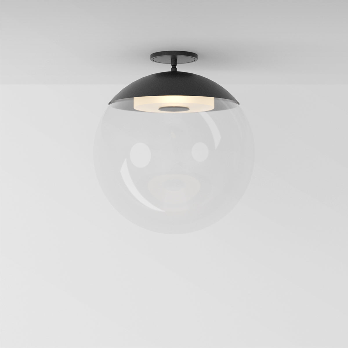 Mono Flush 16 Ceiling Light in Matte Black Clear Glass Flush Mounts