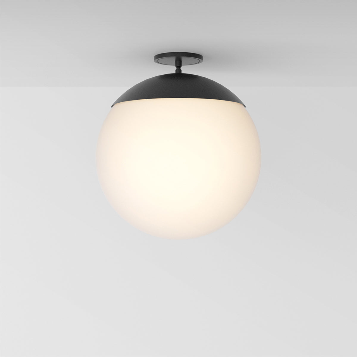 Mono Flush 16 Ceiling Light in Matte Black Opal Glass Flush Mounts