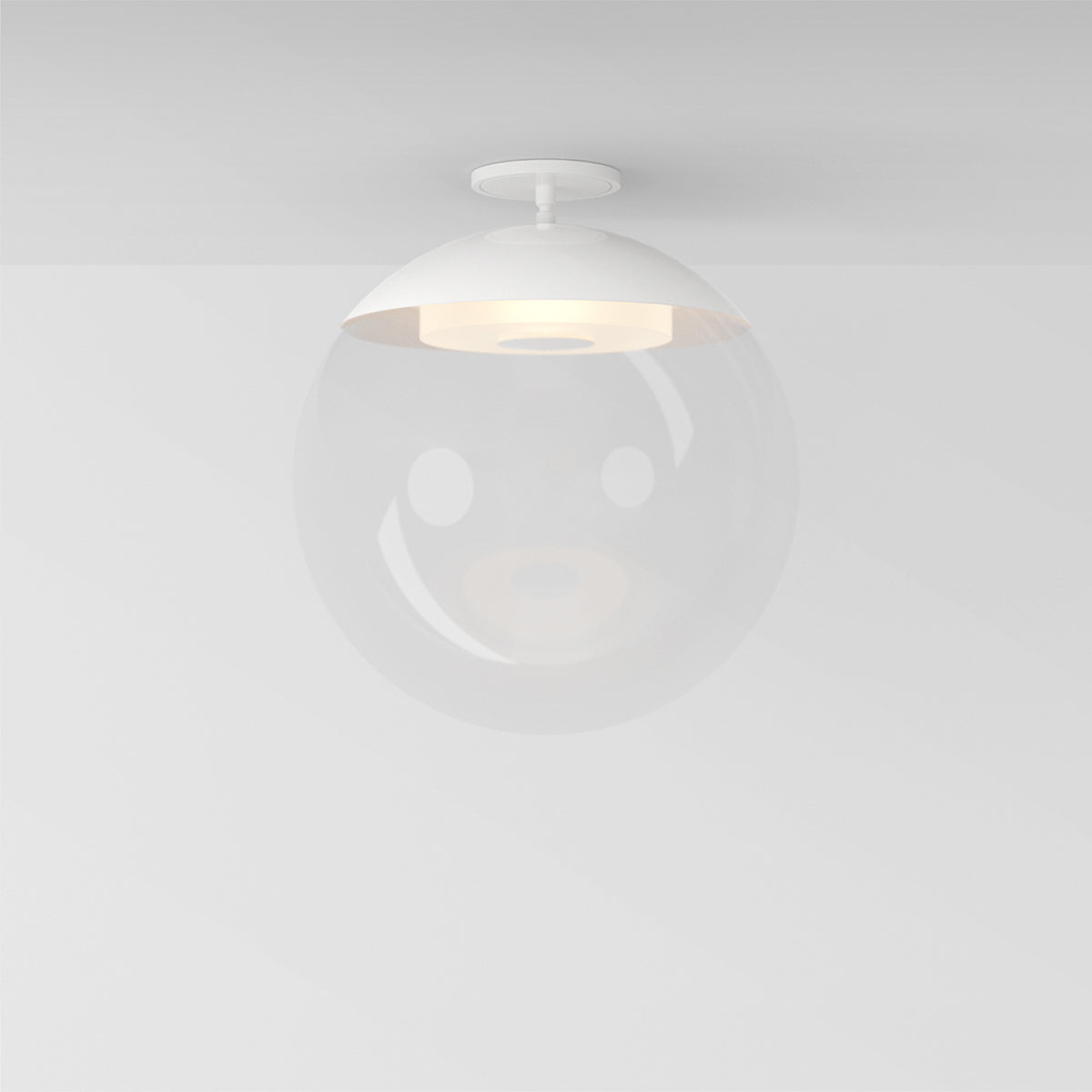 Mono Flush 16 Ceiling Light in Matte White Clear Glass Flush Mounts