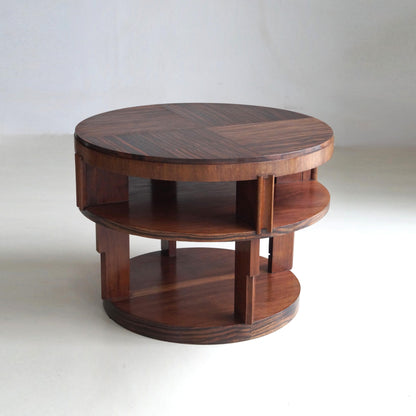 Monumental Amsterdam School Table with Macassar Top, Dutch Art Deco, 1920s End Tables