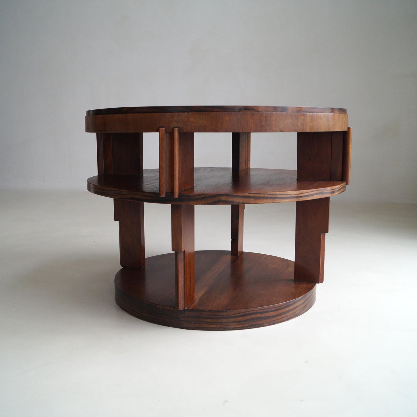 Monumental Amsterdam School Table with Macassar Top, Dutch Art Deco, 1920s End Tables