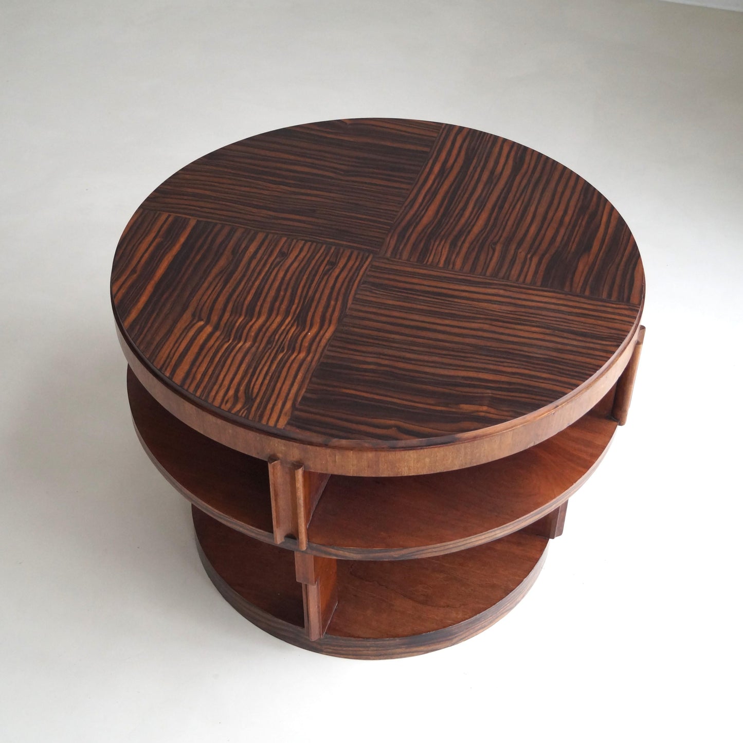 Monumental Amsterdam School Table with Macassar Top, Dutch Art Deco, 1920s End Tables