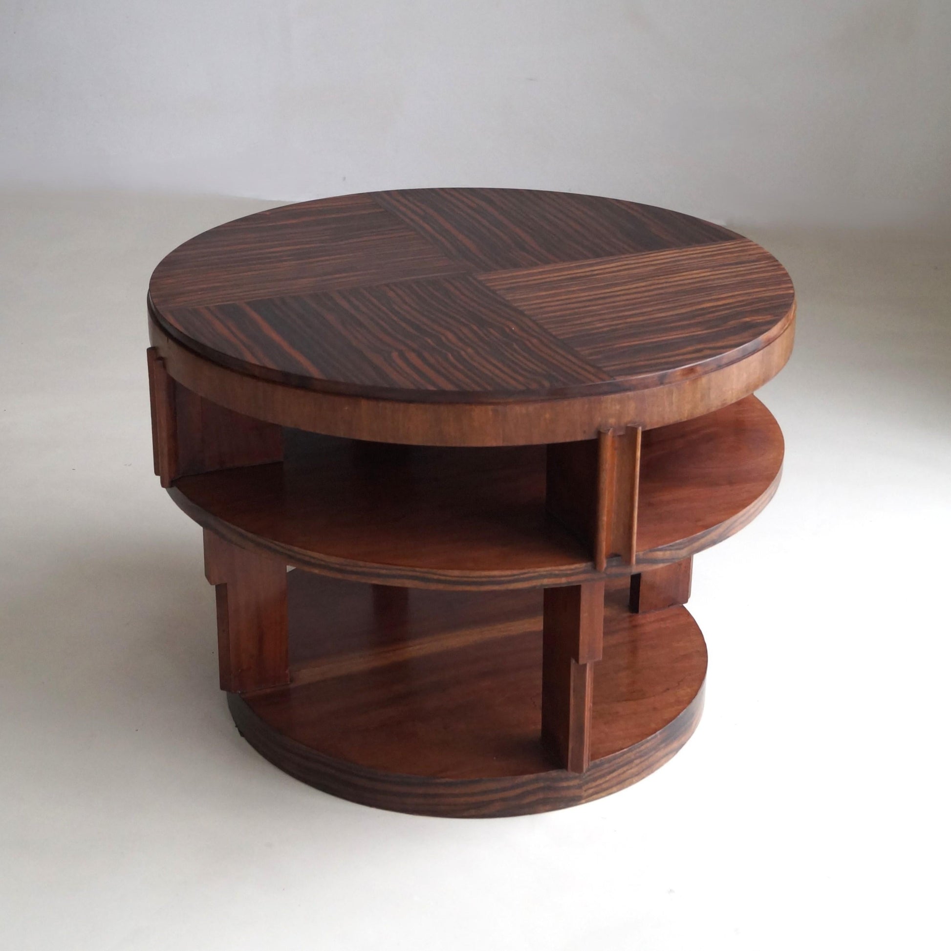 Monumental Amsterdam School Table with Macassar Top, Dutch Art Deco, 1920s End Tables