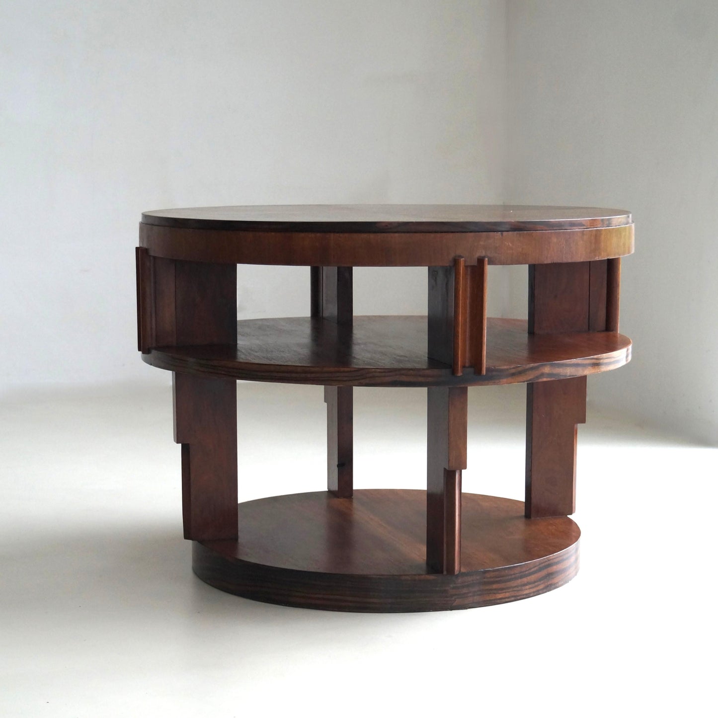 Monumental Amsterdam School Table with Macassar Top, Dutch Art Deco, 1920s End Tables