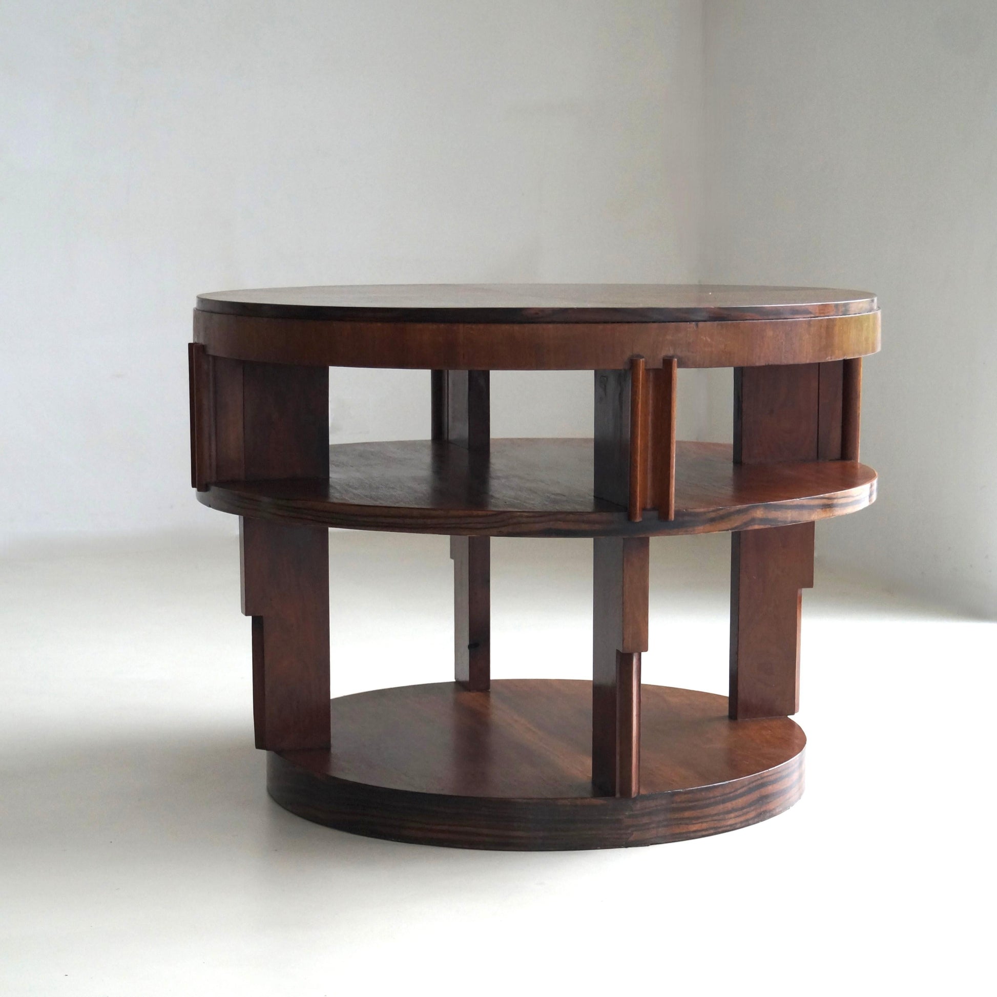 Monumental Amsterdam School Table with Macassar Top, Dutch Art Deco, 1920s End Tables
