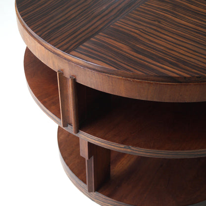 Monumental Amsterdam School Table with Macassar Top, Dutch Art Deco, 1920s End Tables