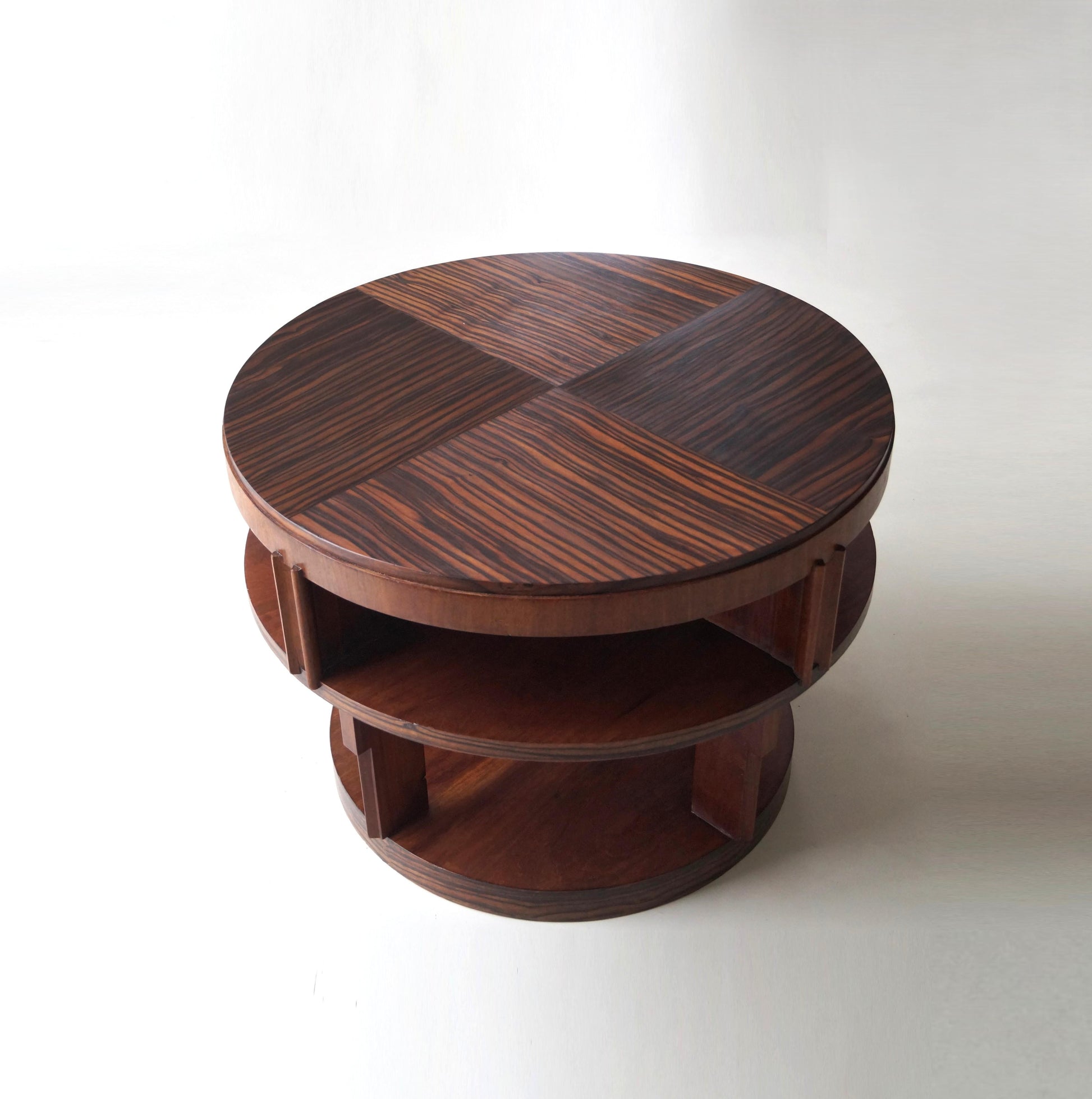 Monumental Amsterdam School Table with Macassar Top, Dutch Art Deco, 1920s End Tables