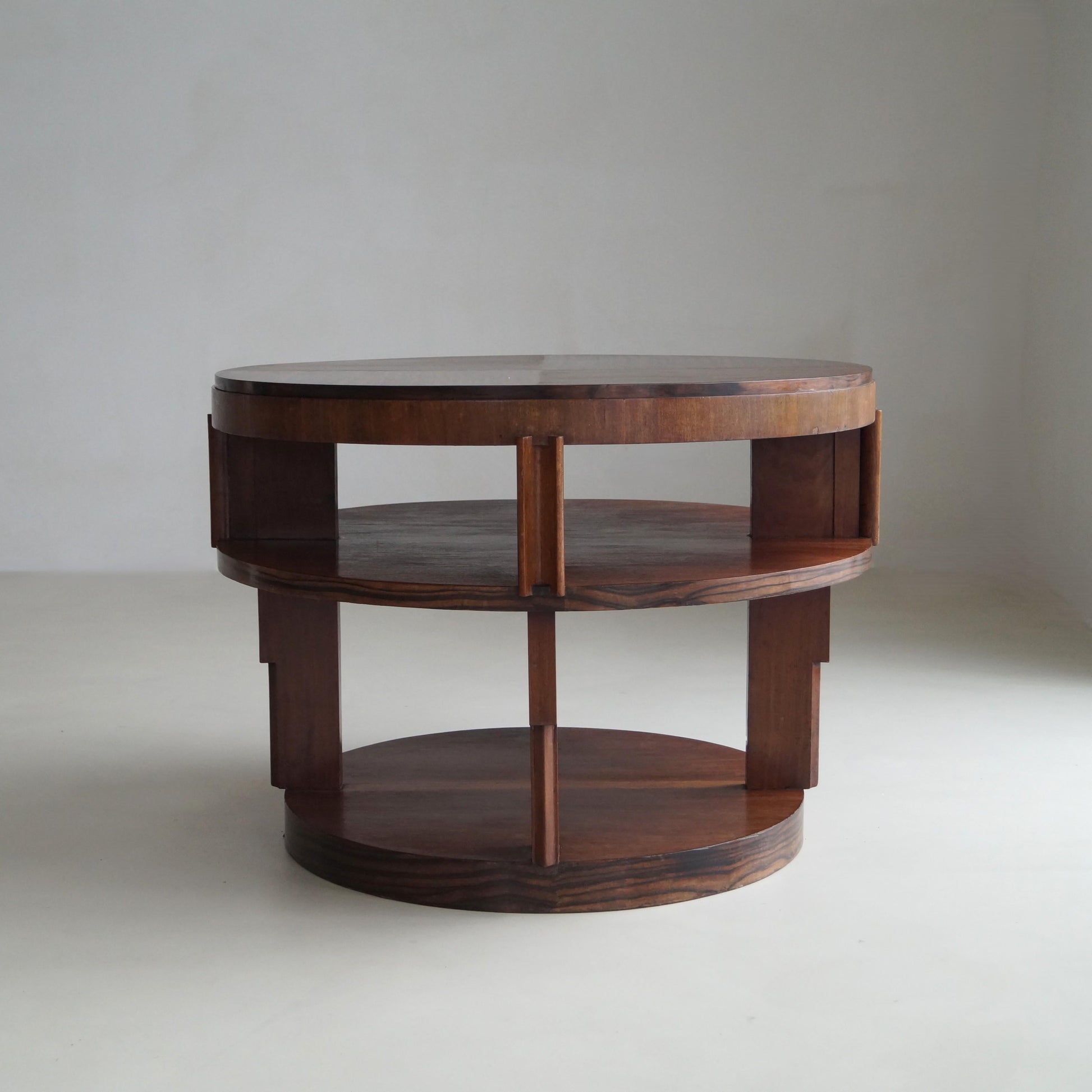 Monumental Amsterdam School Table with Macassar Top, Dutch Art Deco, 1920s End Tables