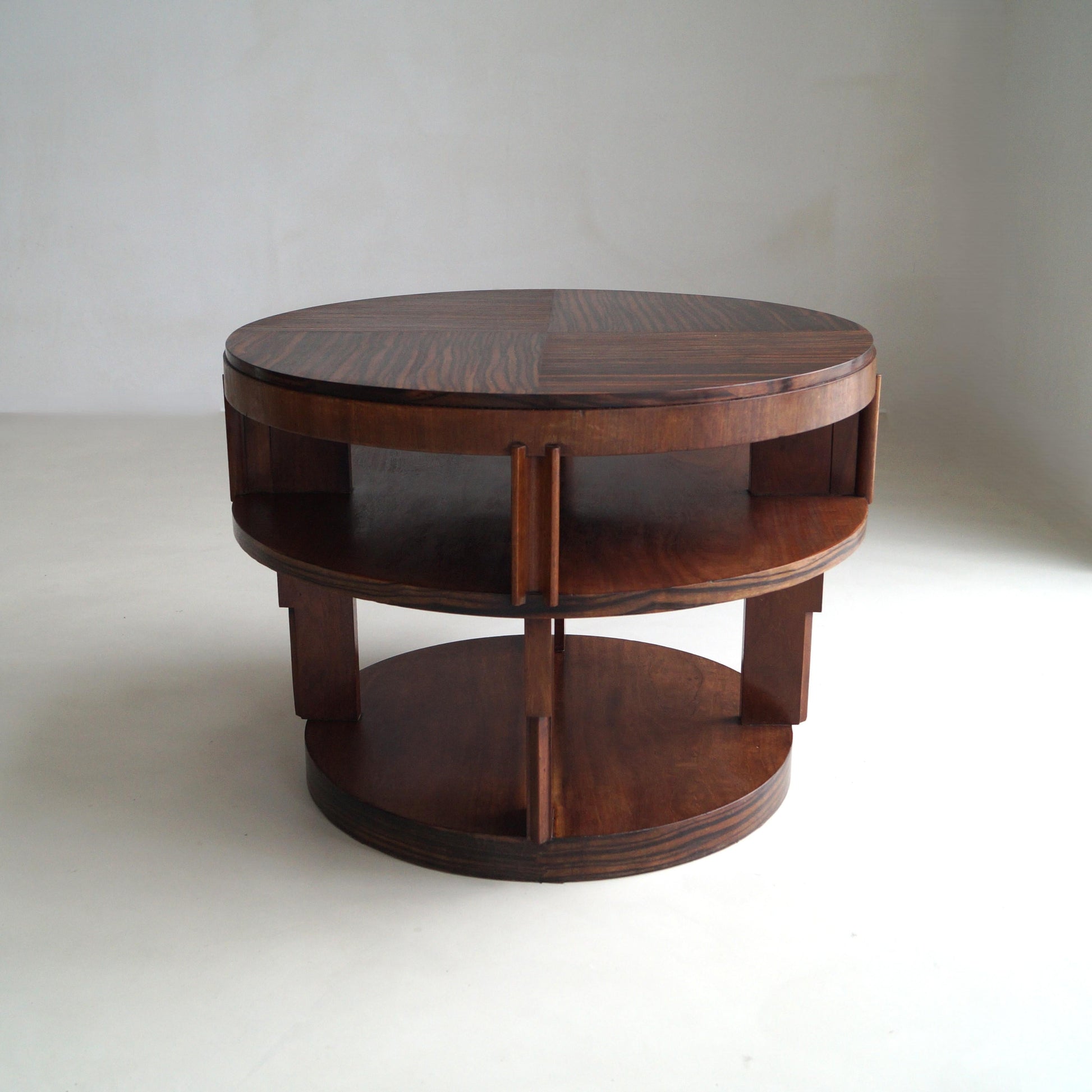 Monumental Amsterdam School Table with Macassar Top, Dutch Art Deco, 1920s End Tables
