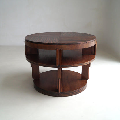 Monumental Amsterdam School Table with Macassar Top, Dutch Art Deco, 1920s End Tables