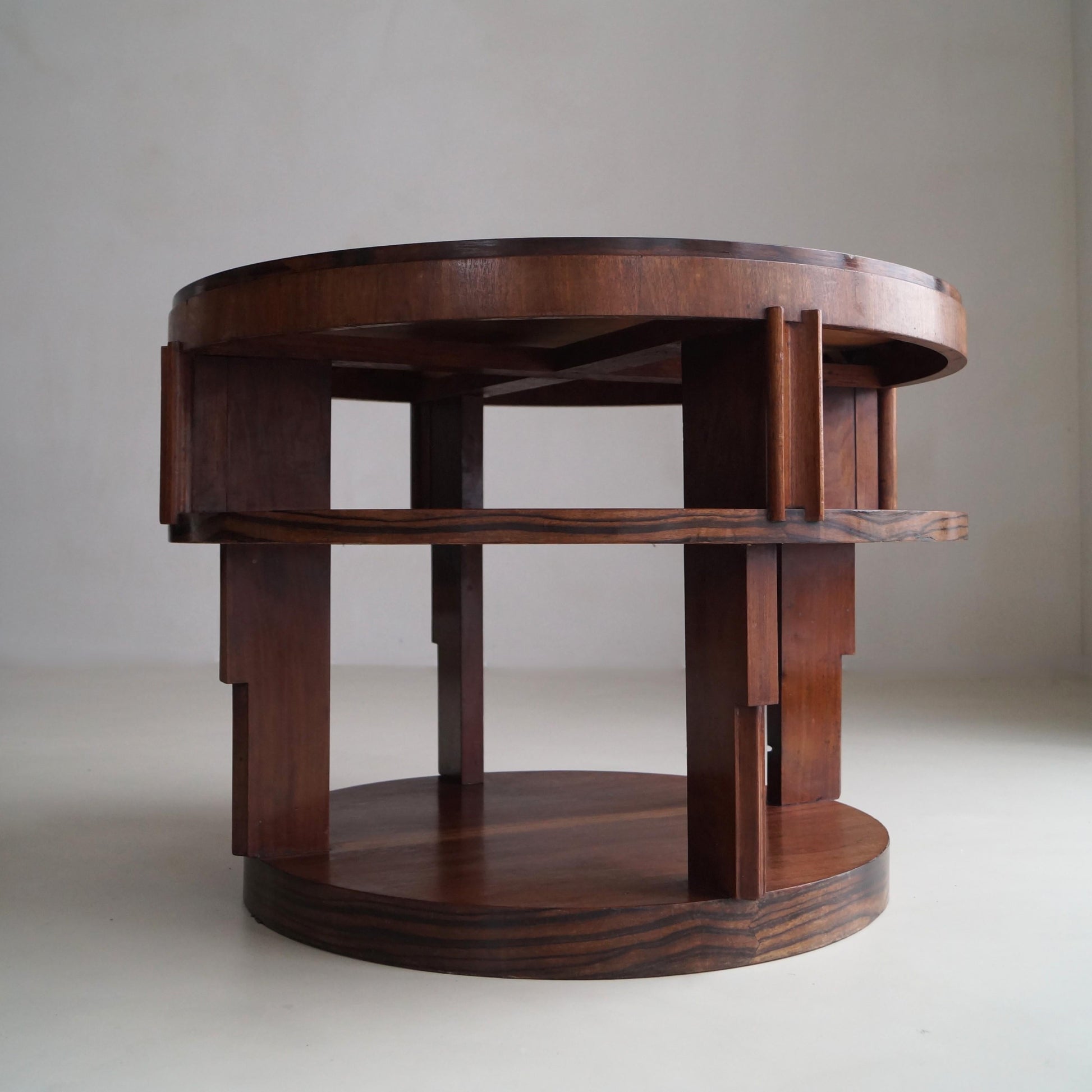 Monumental Amsterdam School Table with Macassar Top, Dutch Art Deco, 1920s End Tables