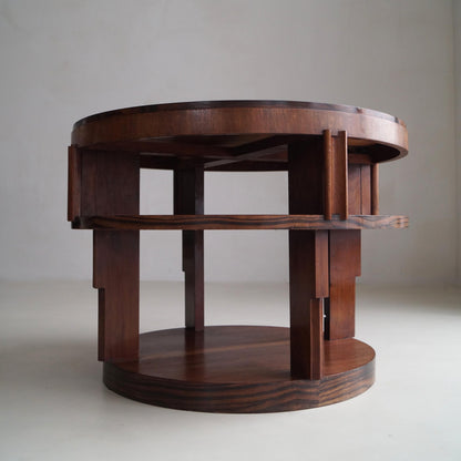 Monumental Amsterdam School Table with Macassar Top, Dutch Art Deco, 1920s End Tables