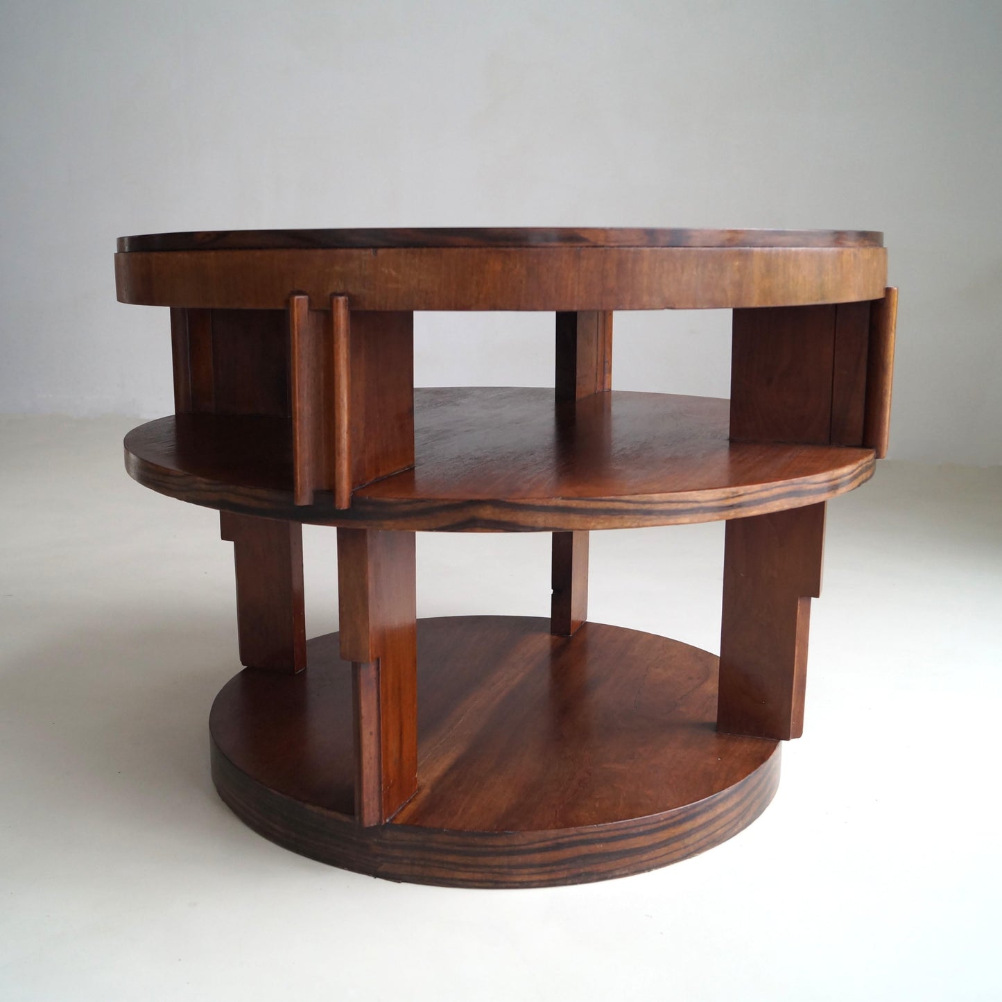 Monumental Amsterdam School Table with Macassar Top, Dutch Art Deco, 1920s End Tables