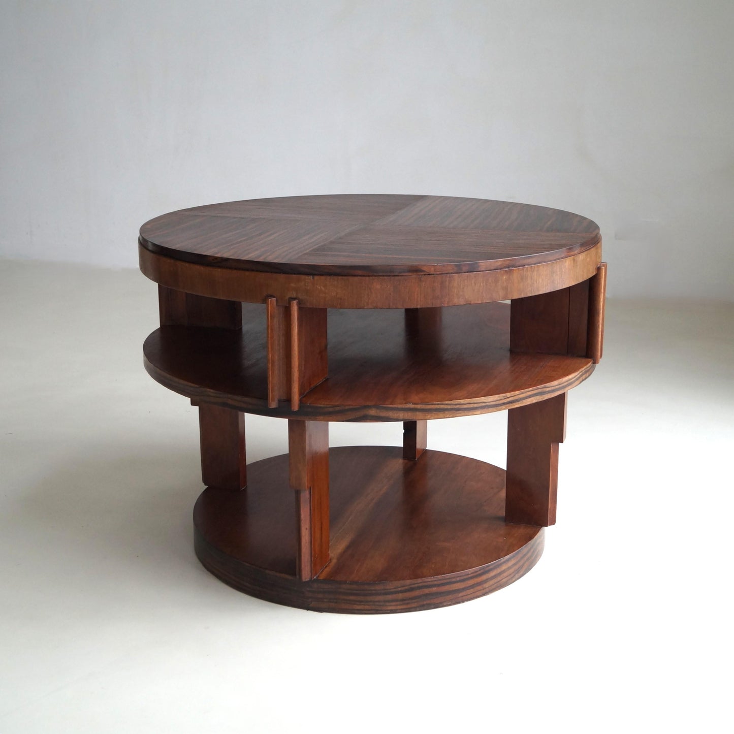 Monumental Amsterdam School Table with Macassar Top, Dutch Art Deco, 1920s End Tables