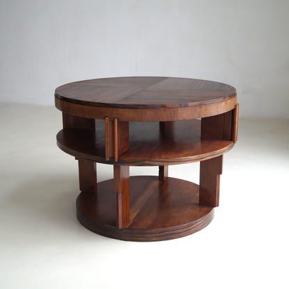 Monumental Amsterdam School Table with Macassar Top, Dutch Art Deco, 1920s End Tables