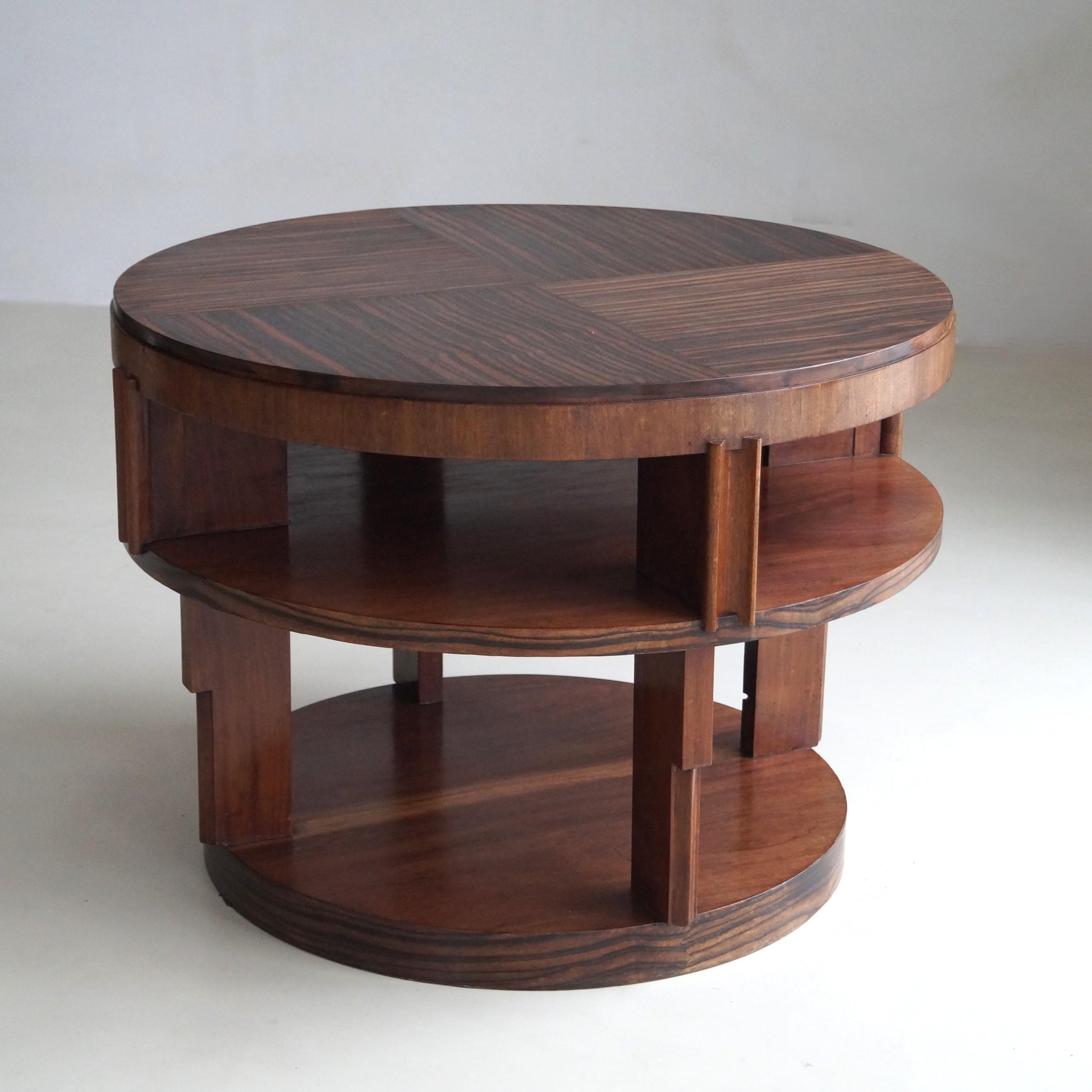 Monumental Amsterdam School Table with Macassar Top, Dutch Art Deco, 1920s End Tables