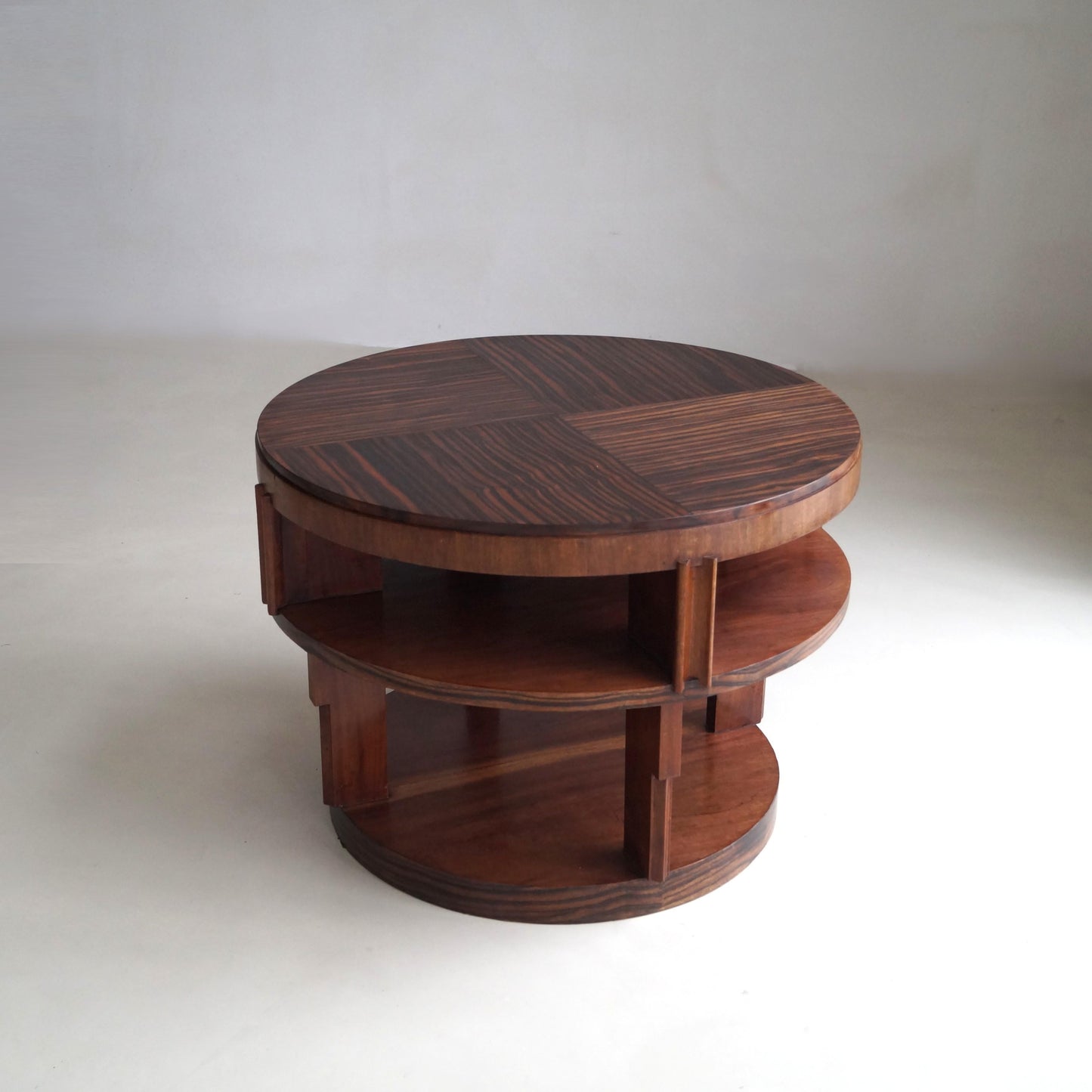 Monumental Amsterdam School Table with Macassar Top, Dutch Art Deco, 1920s End Tables